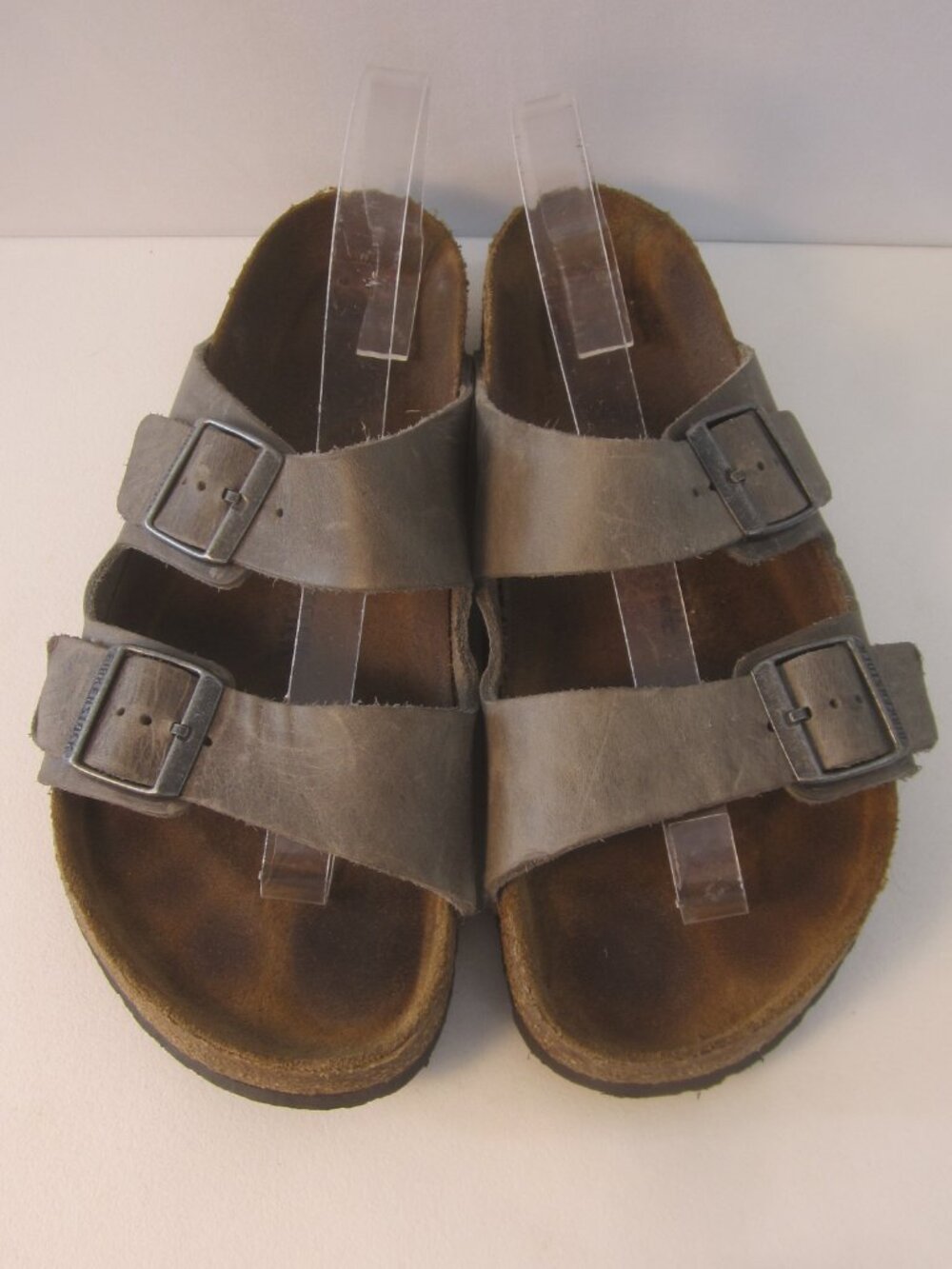 Birkenstock Arizona Unisex 42 Medium Gray Leather Double Strap Sandals Men - Picture 4 of 11